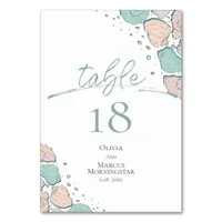 TABLE NUMBER | Beach Shells Teal and Coral
