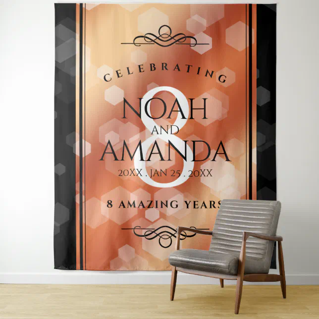 Elegant 8th Bronze Wedding Anniversary Celebration Tapestry