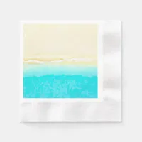 Pretty Teal Water Ocean Shore Beach Themed Napkins