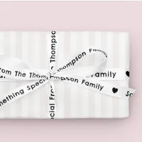 From Family Gifting Handwriting White Black Satin Ribbon