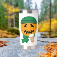 Coffee Hipster Jack-o-lantern Halloween Toon Insulated Tumbler