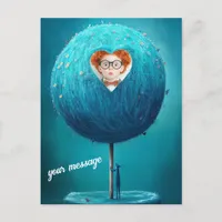 Personalized Cute Blue Illustration Postcard