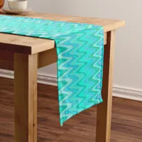 Modern zigzag pattern - waves in turquoise short table runner