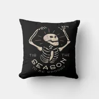 Tis The Season To Spooky Halloween Skeleton Vintag Throw Pillow