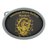 Bison Bursting Through a Wall Belt Buckle