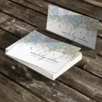 Iridescent Glitter Border Calligraphy ID936 Business Card