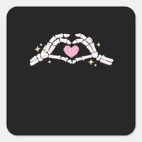 Skeleton Hands Heart Funny Square Sticker