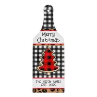 Personalized Buffalo Plaid Gingham Christmas Trees Cutting Board