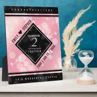 Elegant 2nd Rose Quartz Wedding Anniversary Plaque