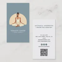 Modern Yoga/Mindfulness Lotus Pose Socials QR Code Business Card