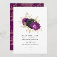 Black and Purple Vintage Floral Wedding Save The Date