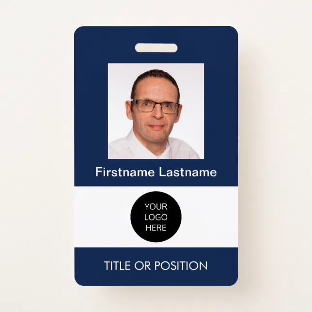 Photo ID Dark Blue Name Badge