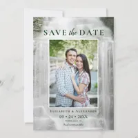 Misty Waterfall Wedding Photo Save the Date