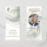 Luxury Realtor Services Sage Gold Marble Tri-Fold  Brochure