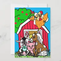 Cute Barn Yard Animals Farm Themed Baby Shower Invitation