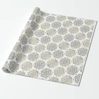 Retro Silver Gold Flower Pattern Wrapping Paper