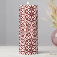 Geometric Christmas Pattern Red And White Pillar Candle