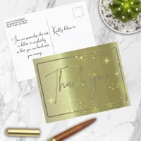 Luxury Modern Glam Sparkly Gold Thank You Postcard