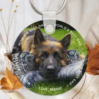 World's Best Dog Dad - Pet Photo - Father's Day Keychain