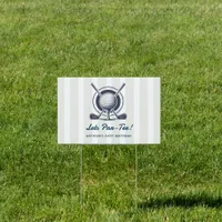 Navy & Cloud Dancer Preppy Golf Birthday Party Sign