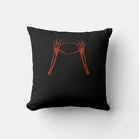 Skeleton Hands Heart Sign Costume Funny Halloween  Throw Pillow