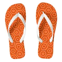 Orange Nested Hexagons Flip Flops