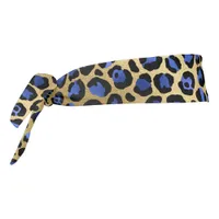 Blue and Gold Cheetah Print Tie Headband