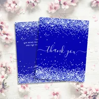 Budget birthday royal blue glitter thank you