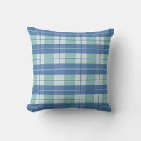 Sky Blue Summer Gingham Pattern Throw Pillow