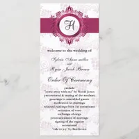 pink monogram Wedding program