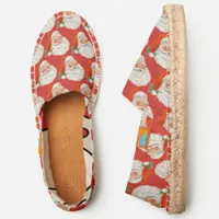 Classic Retro Vintage Santa Red Background Espadrilles