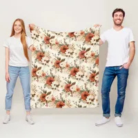 Cozy Autumn Floral Print Digital Art Fleece Blanket