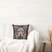 Bohemian Mosaic Majesty: The Painted Dog Throw Pillow