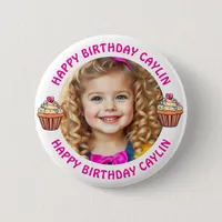 Personalized Name and Photo Birthday   Button