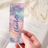 Pastel Sparkle Glitter Floral Personalized Bookmarks