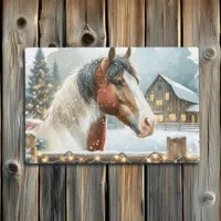 Brown and White Horse Country Christmas   Placemat