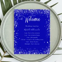 Royal blue silver wedding program details budget flyer