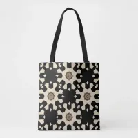 Decorative Black & Beige Geometric Pattern Tote Bag