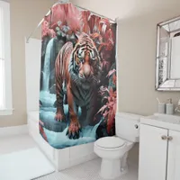 Majestic Tiger by the Waterfall bathroom Shower Curtain