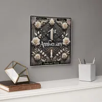 Celebrating a Heartfelt First Anniversary Moment Square Wall Clock