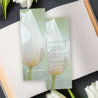 White Tulip Spring Funeral Memorial Prayer Card Bookmarks