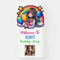 Anime Girl Colorful Pop Art Birthday Banner