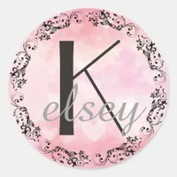 Monogrammed Initial Black and Pink Letter Sticker
