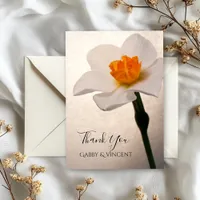 White Spring Daffodil Wedding Flat Thank You Notes