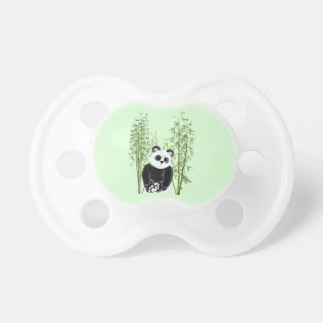 Cute Panda Sitting in Bamboo Pacifier