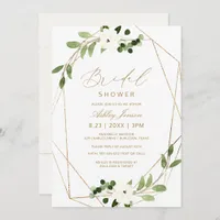 Bridal Shower Geometric Greenery Vines Watercolor Invitation