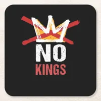No Kings Anti Vintage Graphic Square Paper Coaster