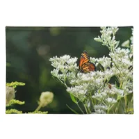 Butterfly and Bees on White Common Boneset Flower Cloth Placemat