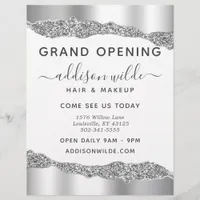 Silver Glitter Diamond Glam Business Grand Opening Flyer