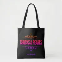 Chucks & Pearls Vote Kamala Black Tote Bag